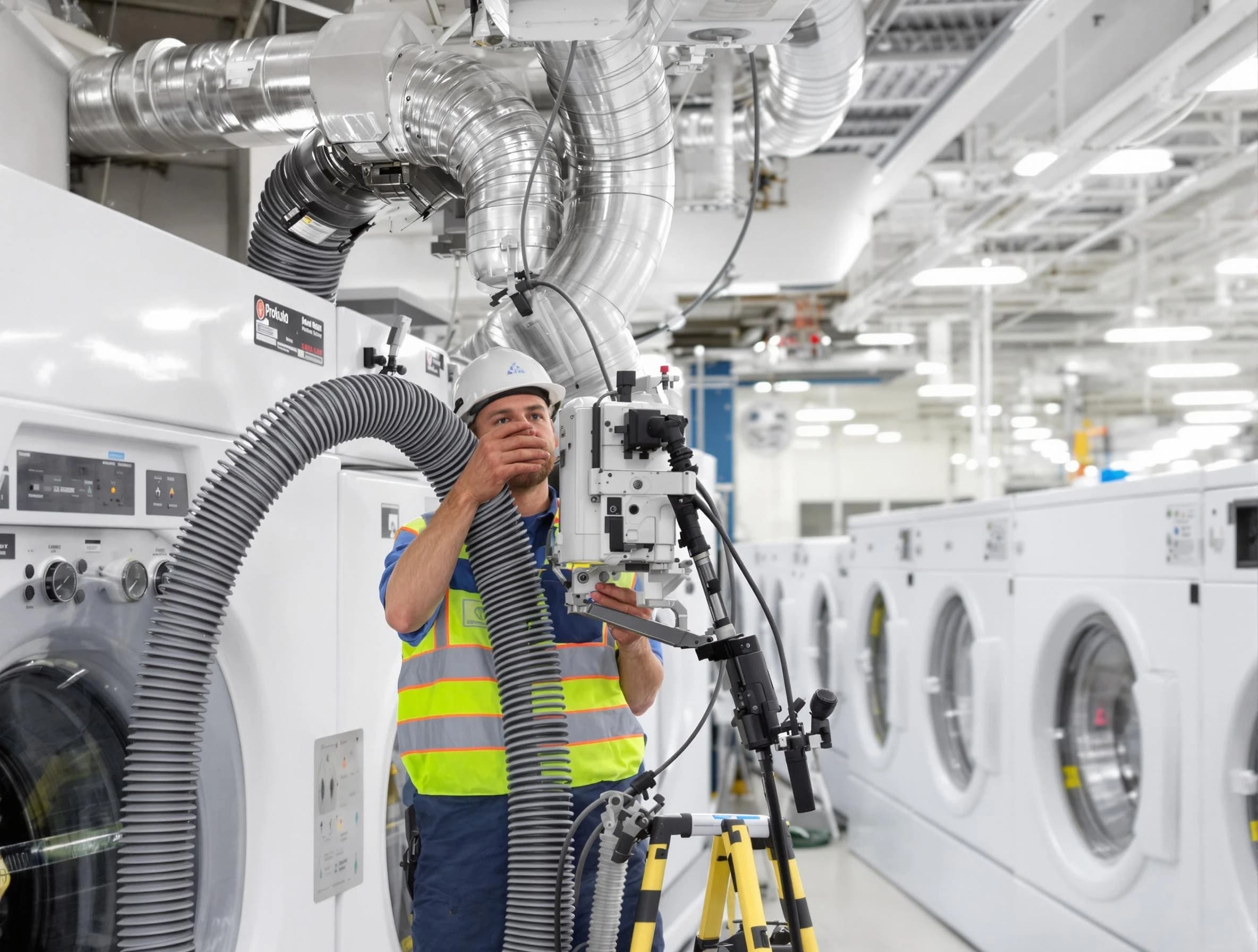 Buffalo Dryer Vent Cleaning team performing commercial-grade dryer vent cleaning at a business facility in Buffalo