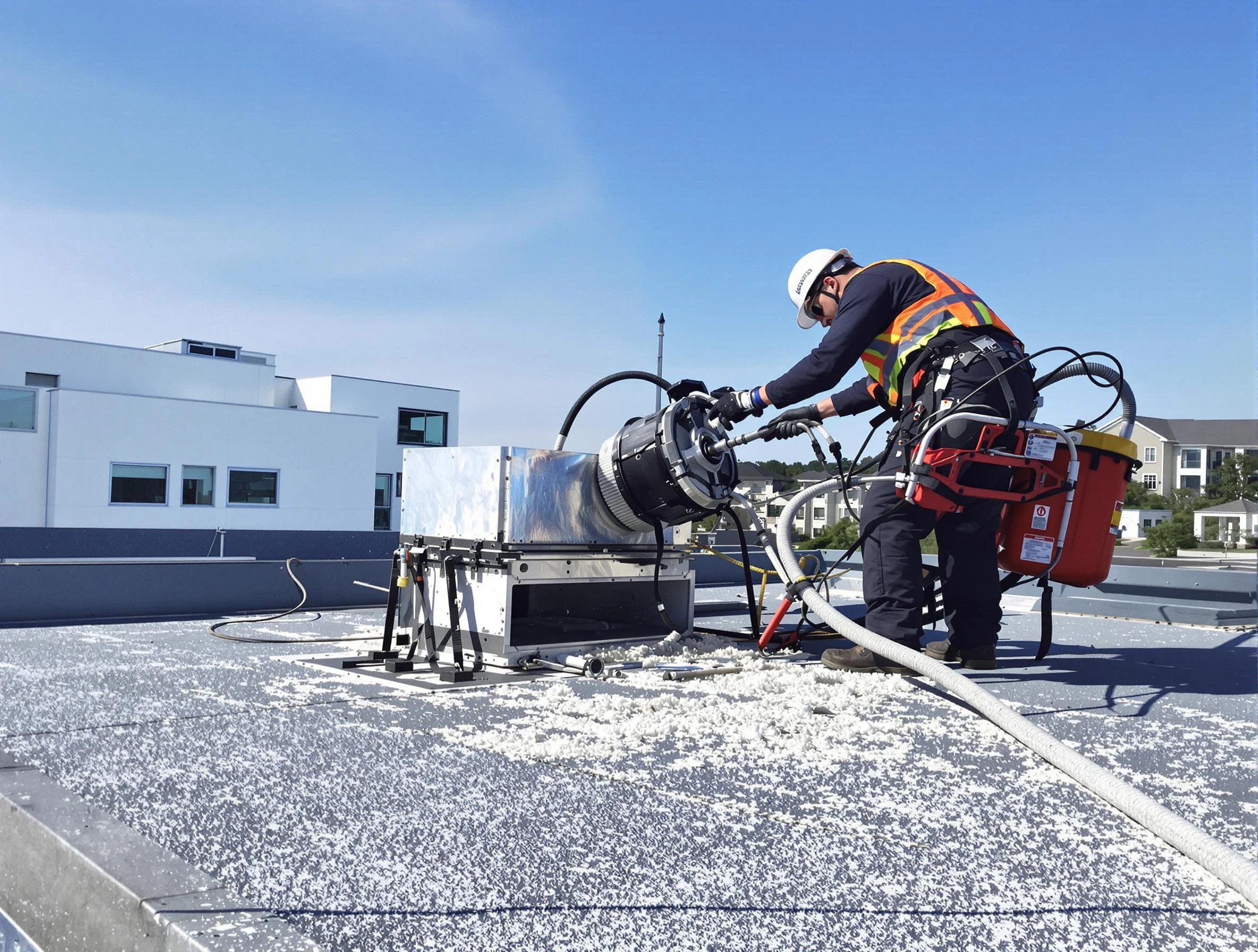 Cleaning Dryer Vent On Roof in Buffalo
