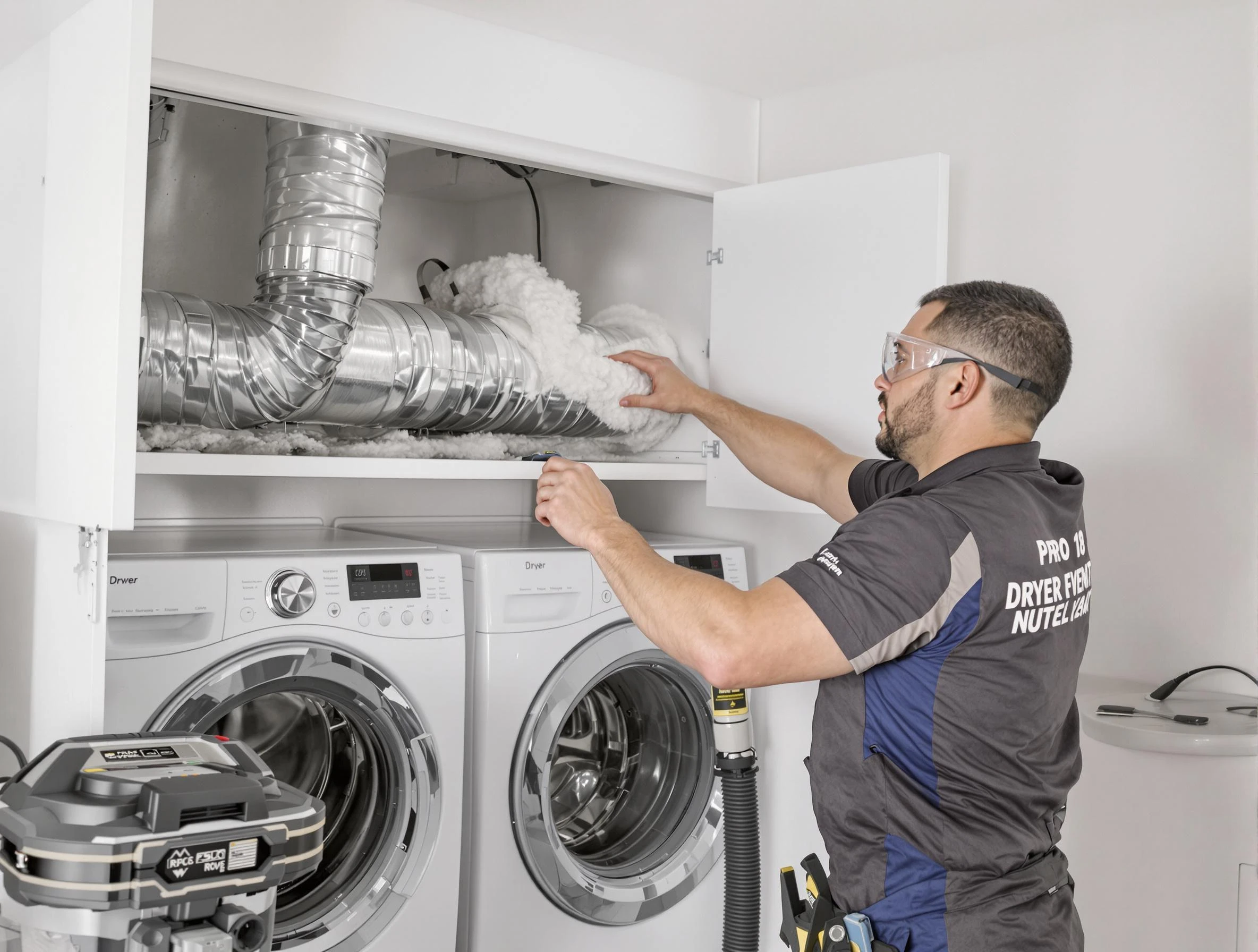 Buffalo Dryer Vent Cleaning certified technician performing specialized gas dryer vent cleaning in Buffalo